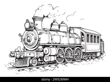 Locomotive à vapeur rétro mobile. Emblème de train vintage ou illustration vectorielle de symbole Illustration de Vecteur