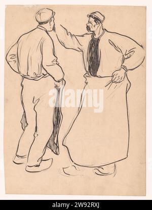 Deux études d'un homme, Jan de Waardt, 1881 - 1899 dessinant deux études d'un homme debout avec une grande moustache, une casquette et un tablier. Vu sur la gauche avec vos mains sur le côté. Droite de profil vers la gauche, la main gauche à la taille. Sur le bas de la feuille : trois croquis de la même figure papier néerlandais. crayon. Classe ouvrière de l'encre, ouvriers pays-Bas Banque D'Images