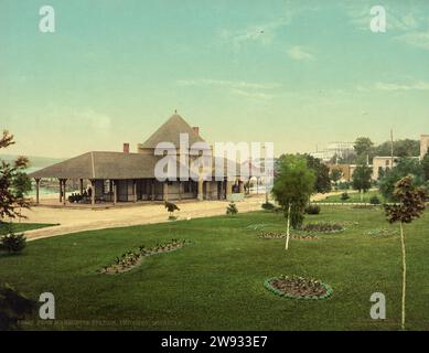 Chesapeake & Ohio Railway Station anciennement Pere Marquette Railway, Petoskey, Emmet County, Michigan 1900. Banque D'Images