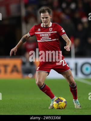 Middlesbrough, Royaume-Uni. 23 décembre 2023. Lukas Engel de Middlesbrough lors du Sky Bet Championship match entre Middlesbrough et West Bromwich Albion au Riverside Stadium, Middlesbrough le samedi 23 décembre 2023. (Photo : Mark Fletcher | MI News) crédit : MI News & Sport / Alamy Live News Banque D'Images