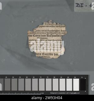 Probablement «le Caerte van der Zee à Seylen East et les meilleurs pilotes et le Die Best Caerte GheCorrigert Diemen sait comment trouver et le cust Elck opt son ghesst Elck avec son Fijgueren améliore et l'Amsterdam 1579»., Harmen Jansz Muller , c. 1579 livre. Fragment fragment de livre. Les extraits sont les mêmes en termes de contenu et de police que la page de l'édition 1579 du guide du marin ou de la carte de lecture précitée. Il s'agit d'une description d'un certain nombre de routes maritimes. Amsterdam impression papier Nova Zembla. Sauver Huys Banque D'Images