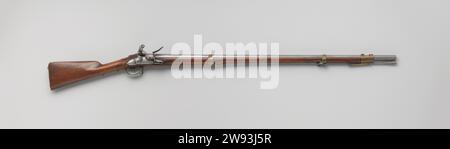 Fusil Flint de la milice d'Amsterdam, Johan George Erel, c. 1780 fusil Flintlock fusil Flint de la milice d'Amsterdam. La plaque de verrouillage est signée et estampillée à l'intérieur avec les lettres cm ou GM. Le canon est estampillé sur le dessus avec l'arme d'Amsterdam et gravé avec le numéro 38, estampillé sur le bas avec les lettres I et N ; Une bayonethaft est attachée sous le tromp. Le flacon est simplement coupé. La pâte à tête jaune comprend une plaque à vis en forme de batterie, trois pistes coulissantes selon le modèle autrichien et une plaque de pouce ovale gravée avec W = 37 ; il y a deux supports articulés en fer et t Banque D'Images