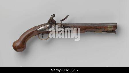 Flint Gordelstool, Marine ou Armée, Laurens constant, 1780 - 1784 pistolet Flintlock Flint beltstolool ou thunder outil en bois pour la marine ou l'armée ; à partir d'un ensemble de quatre fistoles de ceinture. La vis à chapeau de la serrure est percée et munie d'une fissure ; la plaque finale n'est pas traitée à l'exception d'une signature. Le canon commence tout droit et autour pour se rétrécir un peu vers le milieu, puis pour devenir plus large et ovale vers le tromp; le baril est estampillé sur le dessus avec les lettres LC sous une couronne et RD, sur le fond avec un A. le flacon est simplement coupé et se termine par un bouton de pompe en bois massif ; en face de la serrure, Banque D'Images