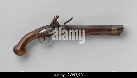 Flint Gordelstool, Marine ou Armée, Laurens constant, 1780 - 1784 pistolet Flintlock Flint beltstolool ou thunder outil en bois pour la marine ou l'armée ; à partir d'un ensemble de quatre fistoles de ceinture. La vis à chapeau de la serrure est percée et munie d'une fissure ; la plaque finale n'est pas traitée à l'exception d'une signature. Le canon commence tout droit et autour pour se rétrécir un peu vers le milieu, puis pour devenir plus large et ovale vers le tromp; le baril est estampillé sur le dessus avec les lettres LC sous une couronne et RD, sur le fond avec un A. le flacon est simplement coupé et se termine par un bouton de pompe en bois massif ; en face de la serrure, Banque D'Images