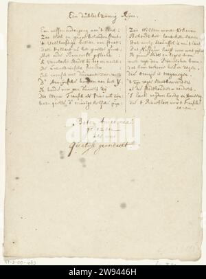 Frais à la mort des frères de Witt, 1672, document de 1672. Manuscrit frais sur la mort des frères de Witt, 20 Augutsus 1672. Frais dans deux colonnes où le sentiment anti-orangiste n'apparaît qu'en lisant la deuxième colonne. Nord des pays-Bas rédaction de papier (processus) la Haye Banque D'Images