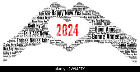 Bonne année 2024 nuage de mots dans différentes langues Banque D'Images