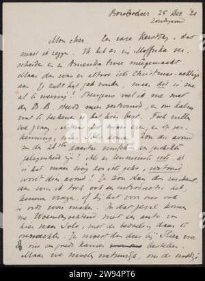 Lettre à Isaac Israels, Jan Veth, 1921 lettre Borobudur papier. Écriture à l'encre (procédés) / stylo dessin Solo Banque D'Images