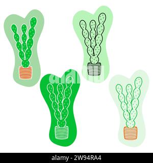 Image d'un cactus. une collection d'icônes dans un style plat. Dessin au trait Illustration de Vecteur