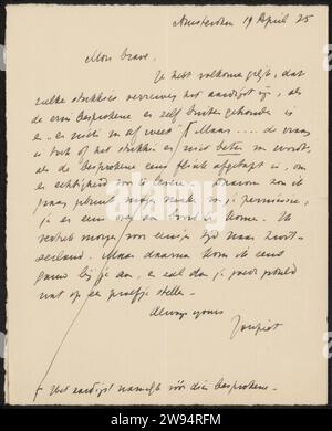 Lettre à Isaac Israels, Jan Veth, 1925 lettre Amsterdam paper. écriture à l'encre (procédés) / stylo imprimé Banque D'Images