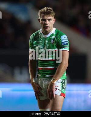 Photo du dossier datée du 13-10-2023 de Charlie Atkinson des Leicester Tigers. Gloucester ont terminé la signature de la demi-mouche Charlie Atkinson de Leicester. Date d'émission : dimanche 24 décembre 2023. Banque D'Images