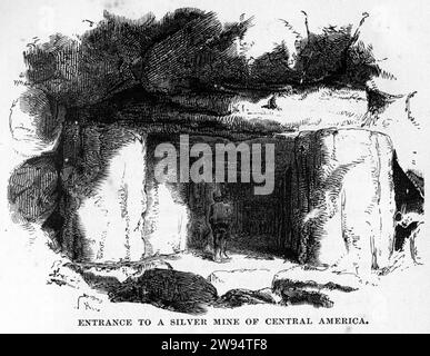 Gravure de l'entrée d'une mine d'argent en Amérique centrale, du monde souterrain, vers 1878 Banque D'Images