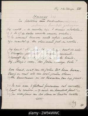 Poème de Jan Veth archive, Jan Veth, 1874 - 1925 écriture à l'encre de poème (procédés) / peinture à la plume (y compris livre-illumination, miniature-peinture) Banque D'Images