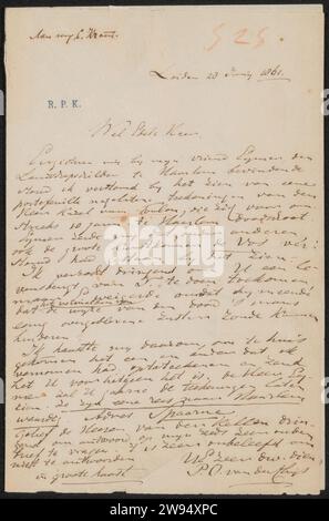 Lettre à Christiaan Kramm, Pieter Otto van der Chijs, 1861 lettres Leiden papier. Écriture à l'encre (procédés) / stylo dessin Haarlem Banque D'Images