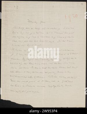 Lettre à Ina van Eibergen Santhagens-Waller, Richard Nicolaüs Roland Holst, c. 1878 - 1938 papier à lettres. écriture à l'encre (processus) / plume passions, émotions, affections. Argent Amsterdam Banque D'Images