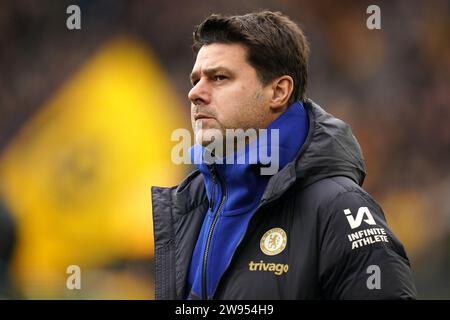 L'entraîneur de Chelsea Mauricio Pochettino avant le match de Premier League au Molineux Stadium, Wolverhampton. Date de la photo : dimanche 24 décembre 2023. Banque D'Images