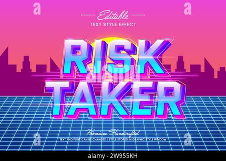 Style graphique vectoriel rétro disco. Effet de texte vectoriel 3D modifiable. Illustration de Vecteur