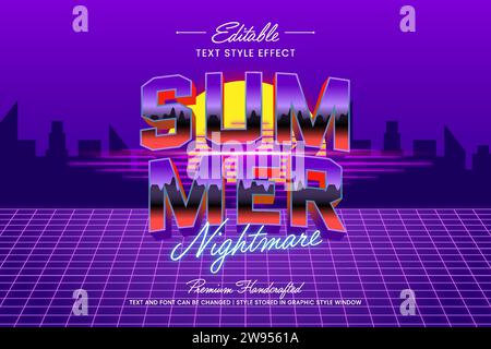 Effet de style de texte vectoriel 3D Retro Disco 80s éditable, adapté à la création de graphiques texte accrocheurs pour les médias numériques et imprimés tels que les affiches, donc Illustration de Vecteur