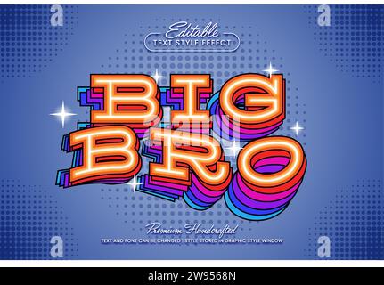 Effet de style de texte vectoriel 3D rétro vintage Bold éditable, adapté à la création de graphiques texte accrocheurs pour les médias numériques et imprimés tels que les affiches, Illustration de Vecteur