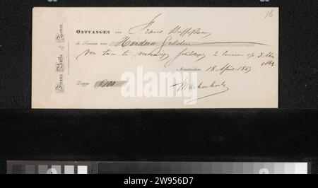 Reçu pour mari ten Kate, Frans Buffa and Sons, 1863 Amsterdam paper. écriture à l'encre (processus) / stylo / impression de monnaie. peinture (y compris éclairage de livres, peinture miniature) Banque D'Images