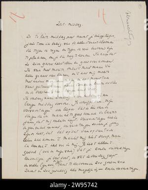 Lettre à Ina van Eibergen Santhagens-Waller, Richard Nicolaüs Roland Holst, c. 1878 - 1938 papier à lettres. écriture à l'encre (processus) / plume passions, émotions, affections Banque D'Images