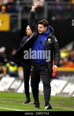 L'entraîneur de Chelsea Mauricio Pochettino lors du match de Premier League au Molineux Stadium, Wolverhampton. Date de la photo : dimanche 24 décembre 2023. Banque D'Images