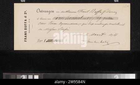 Reçu pour mari ten Kate, Frans Buffa and Sons, 1874 Amsterdam paper. écriture à l'encre (processus) / stylo / impression de monnaie. dessin Banque D'Images