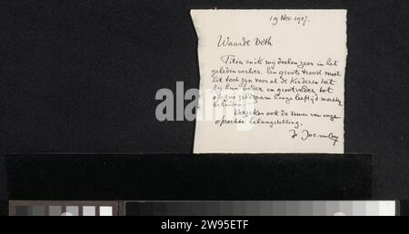 Lettre à Jan Veth, Jac van Looij, 1907 papier à lettres. écriture à l'encre (processus) / stylo vie de famille Banque D'Images