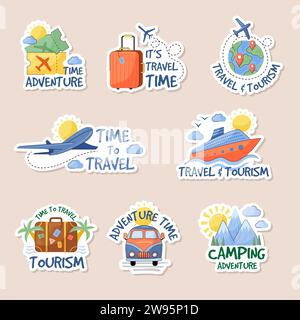 Badges aventure. Logo de temps de voyage avec place pour le texte des modèles récents de symboles d'aventure vectorielle Illustration de Vecteur