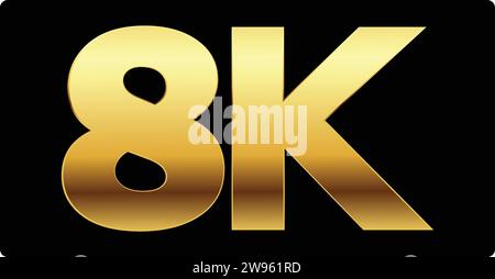 Panneau Ultra HD résolution 8k | 8k en vecteur d'étiquette Golden Ultra HD | haute résolution Illustration de Vecteur