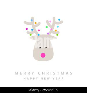 Carte de voeux à caractère de cerf de Noël Illustration de Vecteur