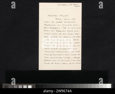 Lettre à Anna Dorothea Dirks, Johan Huizinga, 1927 lettre Leiden papier. écriture à l'encre (processus) / illustration de stylo  imprimé, livre. les arts graphiques Banque D'Images