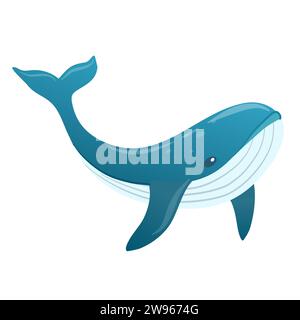 jolie baleine bleue isolée sur fond blanc Illustration de Vecteur