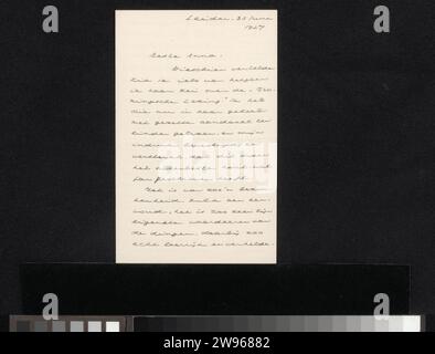 Lettre à Anna Dorothea Dirks, Johan Huizinga, 1927 lettre Leiden papier. écriture à l'encre (procédés) / stylo imprimé Banque D'Images