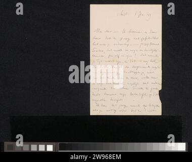 Lettre à Jan Veth, Isaac Israels, 1889 lettre Amsterdam paper. écriture à l'encre (processus) / stylo vie de famille Banque D'Images