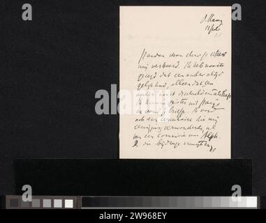 Lettre à Jan Veth, Isaac Israels, 1875 - 1925 lettre datée de juillet 11. Dans la main ultérieure 21. Le journal de la Haye. Écriture à l'encre (procédés) / stylo Paris Banque D'Images