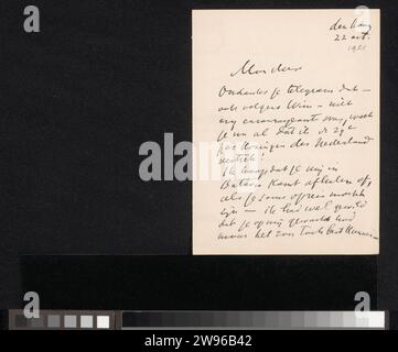 Lettre à Jan Veth, Isaac Israels, 1875 - 1925 lettre datée d'octobre 22. Dans la main ultérieure 21. Le journal de la Haye. Écriture à l'encre (processus) / stylo Voyage ; tourisme Batavia Banque D'Images