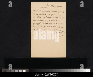 Lettre à Jan Veth, Willem Witsen, 1874 - 1923 lettre lettre lettre datée du 16 juillet 86 dans une main ultérieure. Papier Ewijkshoeve. Écriture à l'encre (procédés) / PEN Laren Banque D'Images