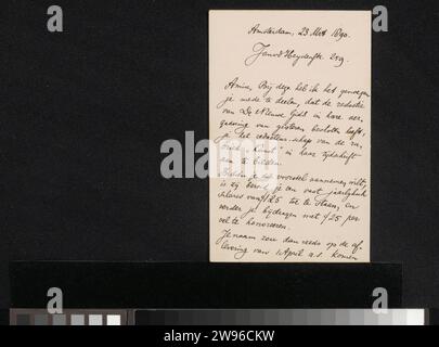 Lettre à Jan Veth, de Nieuwe Gids, 1890 lettre Amsterdam paper. écriture à l'encre (processus) / monnaie de stylo Banque D'Images