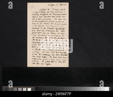 Lettre à Pieter Haverkorn van Rijsewijk, Jan Veth, 1894 lettre Bussum paper. écriture à l'encre (processus) / stylo Banque D'Images