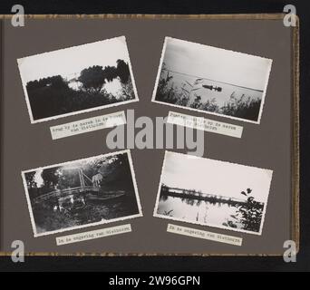 Giethoorn, Anonyme, 1939 Photography Album Magazine avec quatre photos dans la région de Giethoorn. Sous les photos découpez des papiers avec des inscriptions dactylographiées. Partie du premier album photo avec des photos des deux balades à vélo du père et du fils à travers les pays-Bas en septembre 1939 et juillet 1940 et un voyage en voiture avec la famille à travers les pays-Bas, la Belgique et le Luxembourg en juin 1949. Papier néerlandais. support photographique impression gélatine argent sortie, voyage de plaisir. bicyclette. père avec fils (père-amour). lac. Équitation, cyclisme (loisirs) Gestoorn Banque D'Images