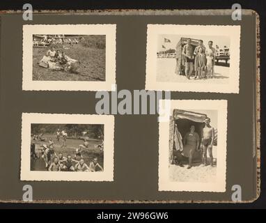 Famille et amis, Anonyme, 1935 - 1940 Photographie Album Magazine avec quatre photos de loisirs avec famille et amis sur l'eau et sur la plage. Fait partie de l'album photo occupation allemande des pays-Bas. Soutien photographique Allemagne. carton gélatine argentée imprime le soldat hors service. sortie, voyage d'agrément. plage (comme lieu de loisirs) Allemagne Banque D'Images