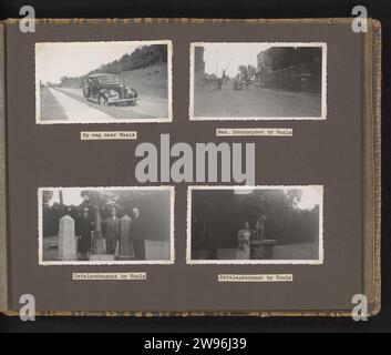 Vaals, Anonyme, 1949 Photography Album Magazine avec quatre photos au point de trois pays à Vaals. Sous les photos découpez des papiers avec des inscriptions dactylographiées. Partie du premier album photo avec des photos des deux balades à vélo du père et du fils à travers les pays-Bas en septembre 1939 et juillet 1940 et un voyage en voiture avec la famille à travers les pays-Bas, la Belgique et le Luxembourg en juin 1949. Papier Vaals. support photographique impression gélatine argent sortie, voyage de plaisir. La famille en voyage, en vacances Vaals Banque D'Images