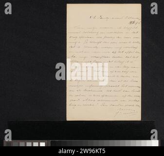 Lettre à Jan Veth, Jacob Pieter Moltzer, 1895 lettre le journal de la Haye. écriture à l'encre (processus) / stylo Banque D'Images