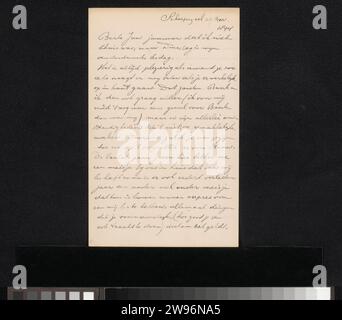 Lettre à Jan Veth, Maurits van der Valk, 1903 - 1905 lettre lettre lettre datée du 27 avril. Par écrivain, 1894 dans une main postérieure. Scherpenzeel écriture à l'encre (processus) / éducation à la plume, cours de l'artiste (en général). Argent Amsterdam. Zeist Banque D'Images