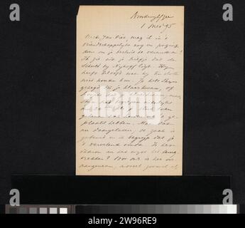 Lettre à Jan Veth, Albert Verwey, 1895 lettre Noordwijk aan Zee écriture à l'encre (processus) / stylo Banque D'Images