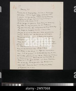 Lettre à Ina van Eibergen Santhagens-Waller, Richard Nicolaüs Roland Holst, c. 1878 - 1938 papier à lettres. Écriture à l'encre (processus) / plume passions, émotions, affections Angleterre Banque D'Images