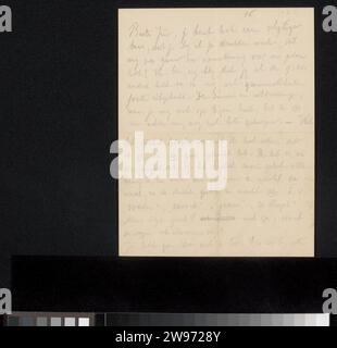 Lettre à Jan Veth, Wally Moes, papier à lettres 1916. imprimés pour l'écriture au crayon (processus) Banque D'Images