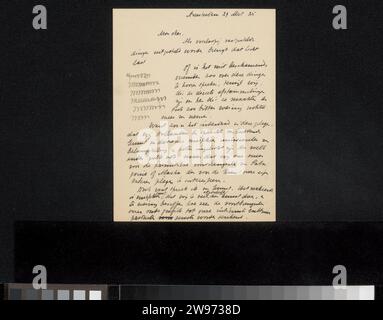 Lettre à Isaac Israels, Jan Veth, 1925 lettre Amsterdam paper. écriture à l'encre (processus) / stylo les arts graphiques Banque D'Images