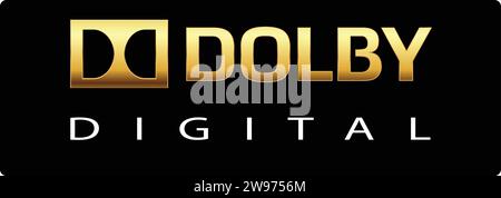 Logo Dolby Golden marque et lettres | logo Digital Golden Icon Illustration de Vecteur