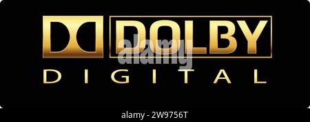 Logo Dolby Golden marque et lettres | logo Digital Golden Icon Illustration de Vecteur